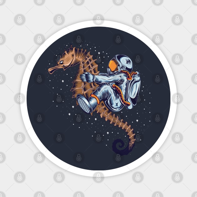 astronaut riding seahorse Magnet by Mako Design 